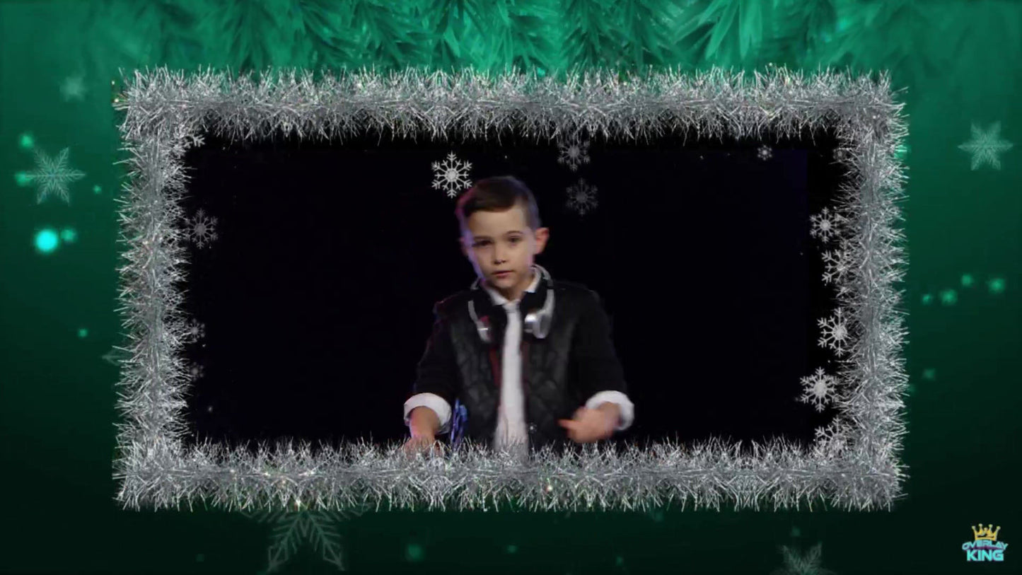 Green & Silver Holiday Frame Overlay with Cutout