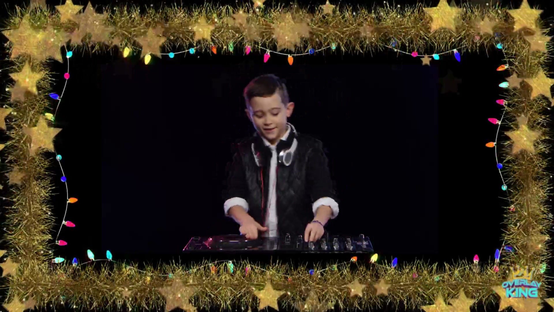 Gold Tinsel with Stars & Lights Holiday Frame