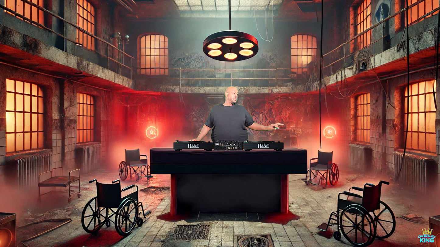 Haunted Red Operating Room with DJ Operating Table Booth