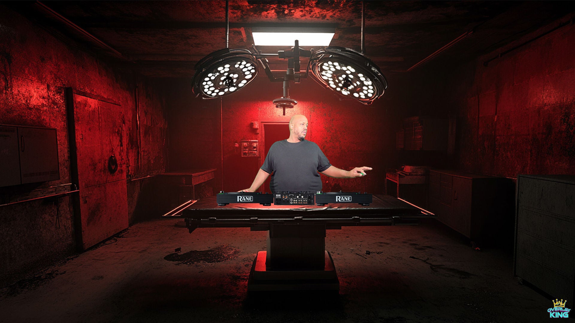 Bloody Red Operating Room with Operating Table Booth
