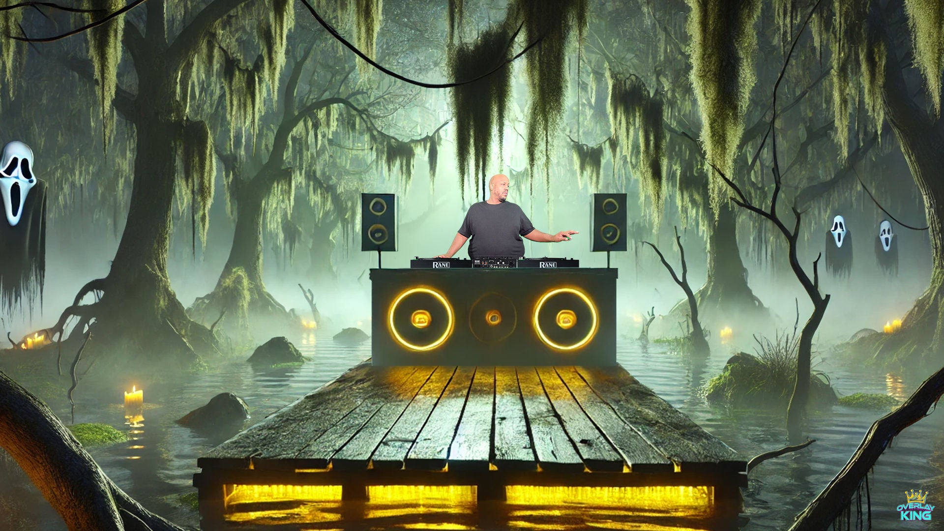 Haunted Ghost Swamp with Floating DJ Booth