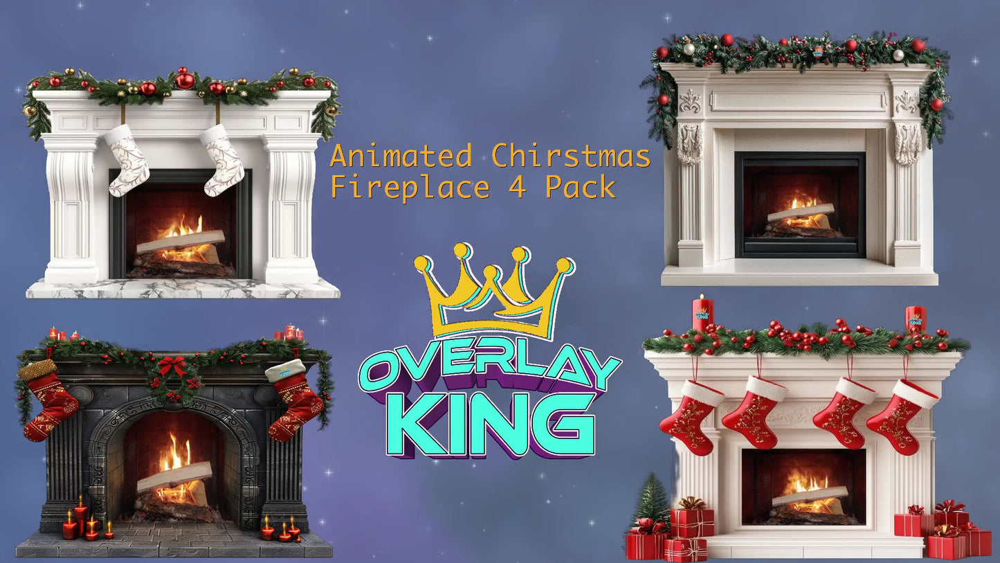 Animated Christmas Fireplace 4 Pack