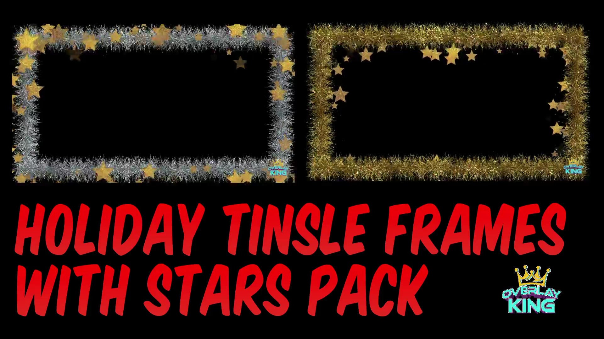 Tinsel Holiday Frame with Stars 2 Pack