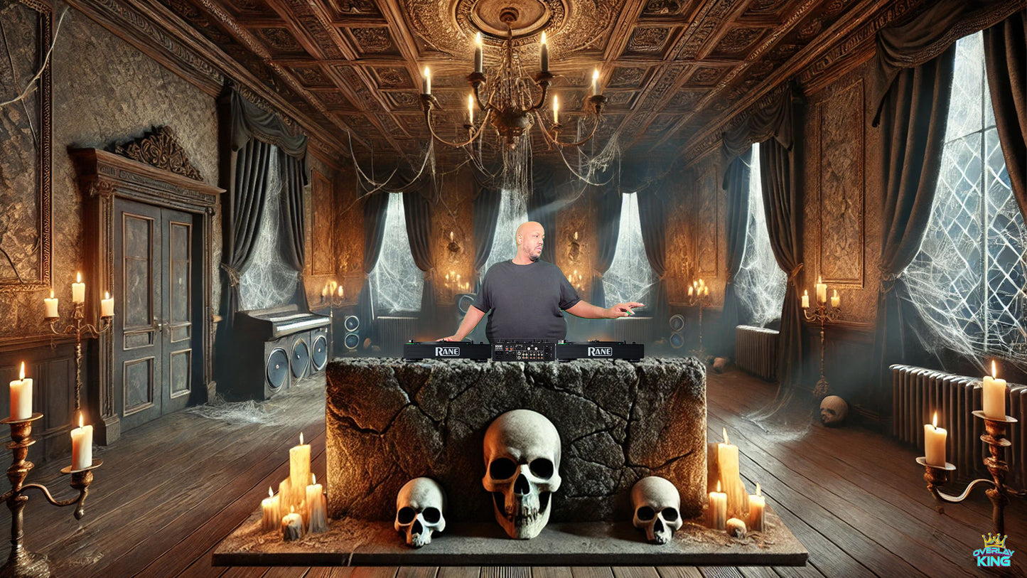 Scary Antique Halloween Ballroom with Skull Altar DJ Booth