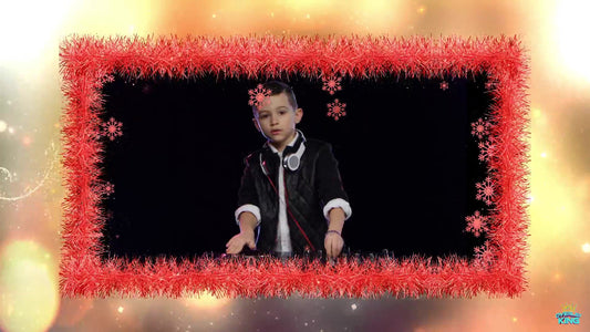 Gold Bokeh with Red Tinsel Holiday Frame Overlay with Cutout