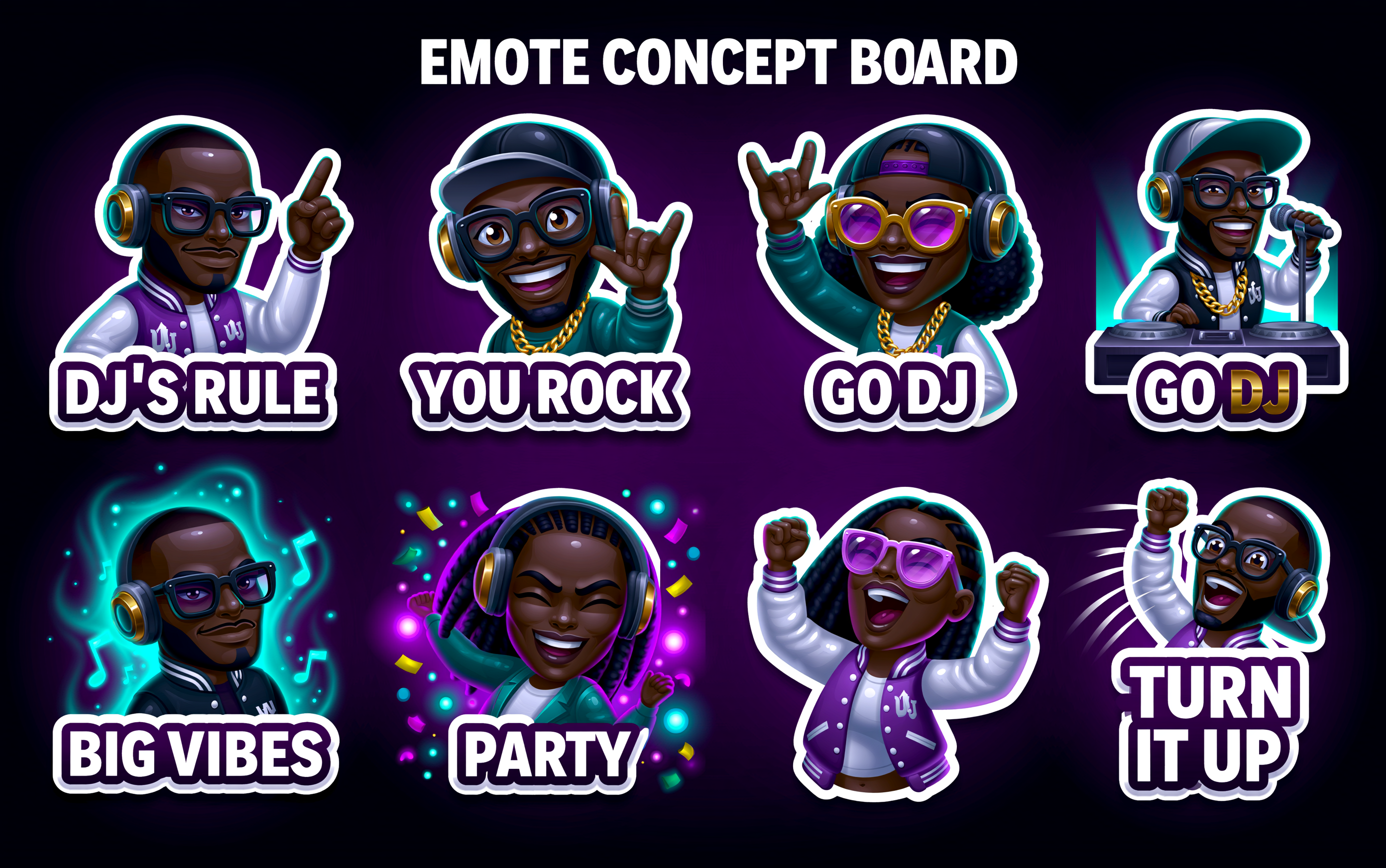 Custom creator emotes and graphic asset collection