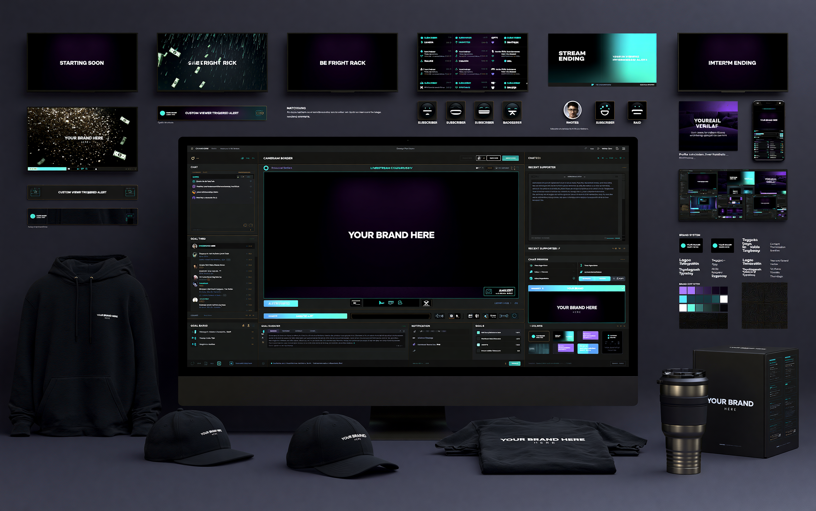 Complete custom livestream brand identity system