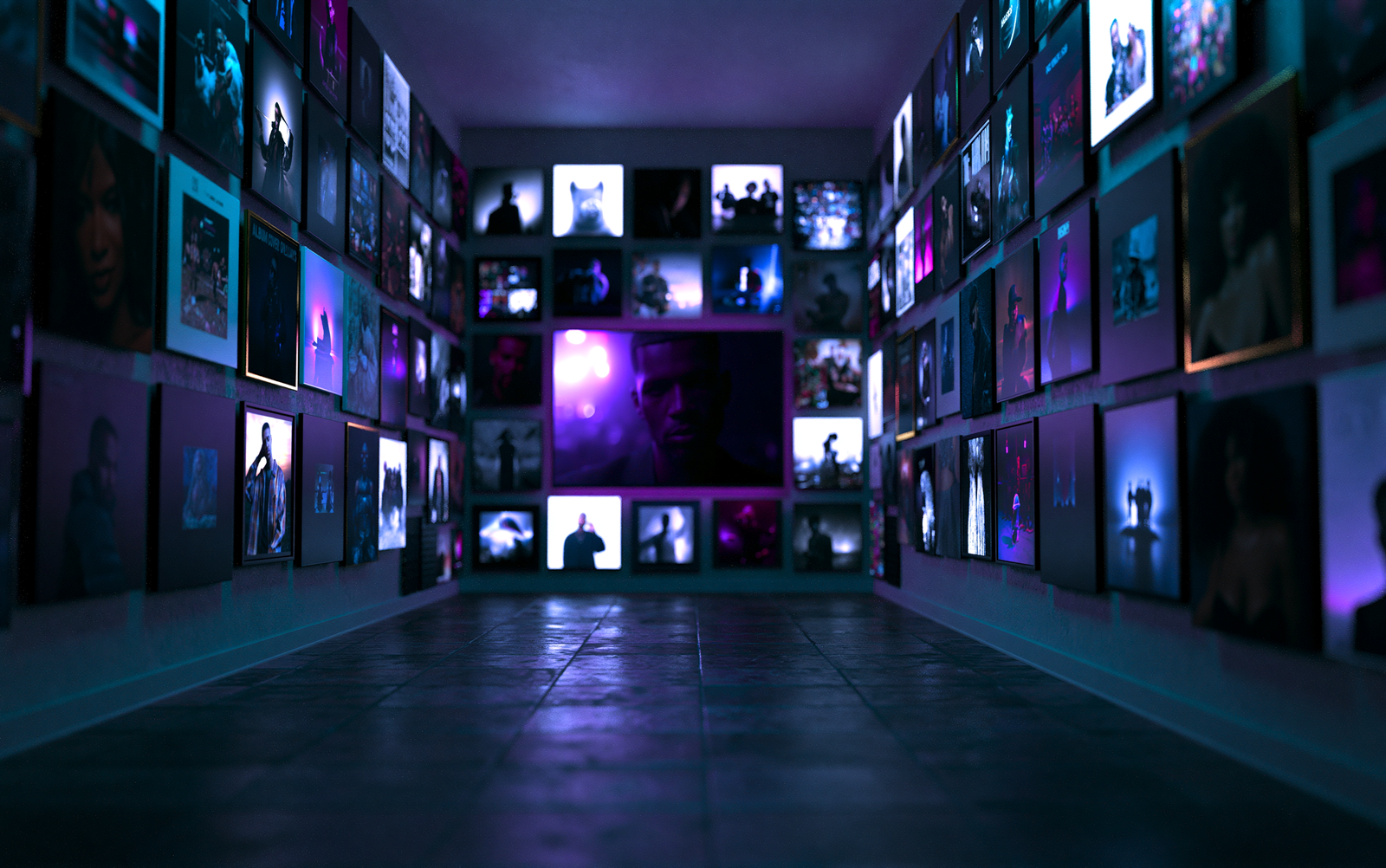 Music-inspired album cover overlay environment